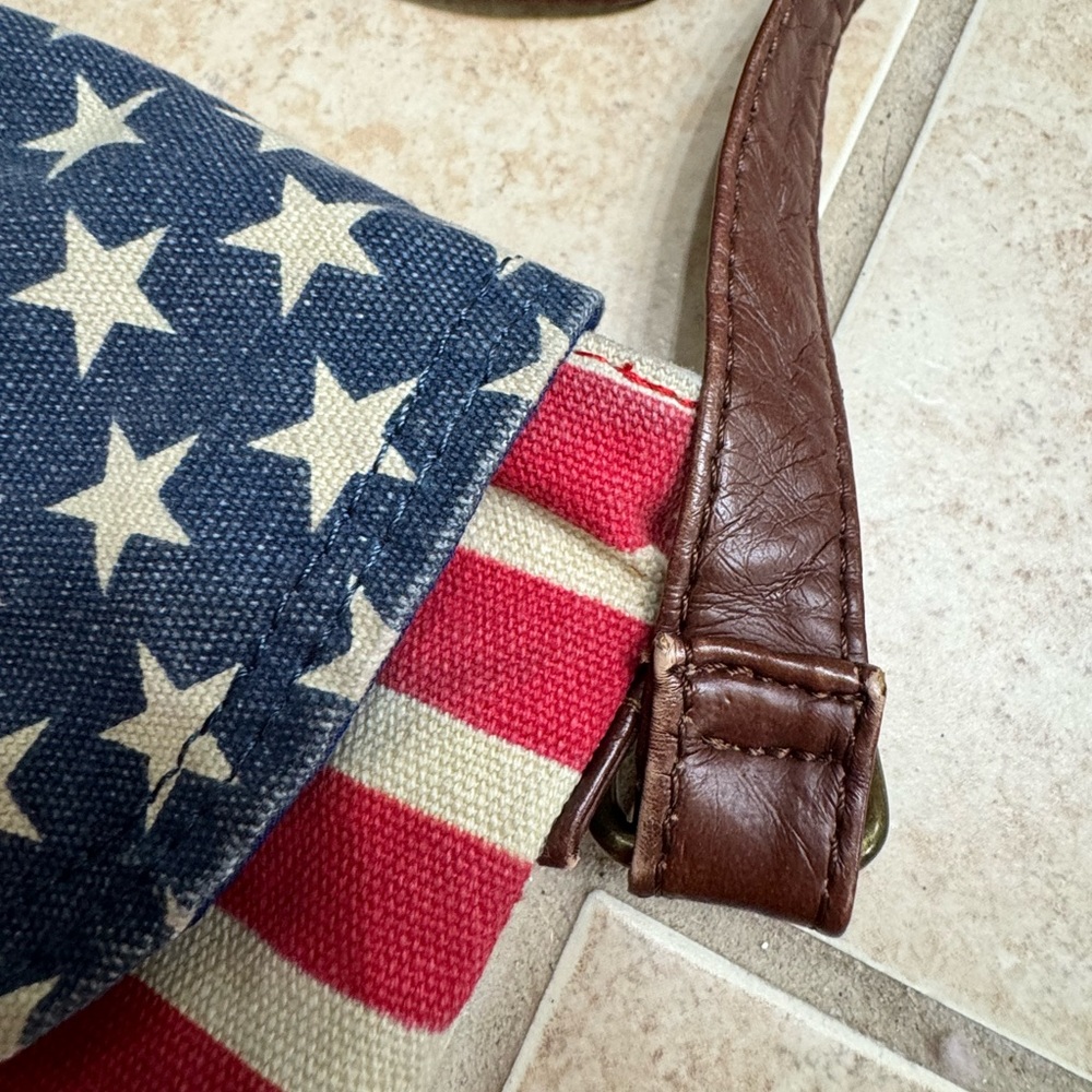 Retro US Flag Motif Patriotic Women’s Boho Hippie Aged Shoulder Bag Purse - Picture 5 of 12